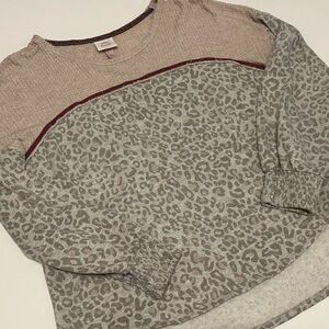 Knox Rose Cream and Burgundy Leopard Print Sweater